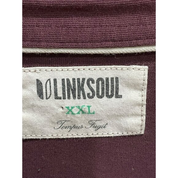 Linksoul XXL Mens Long-Sleeve Polo Shirt Chest Pocket Luxury Cotton Burgundy Col - Picture 4 of 5